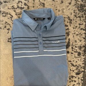 Travis Mathew Men's Polo in Blue with Stripes